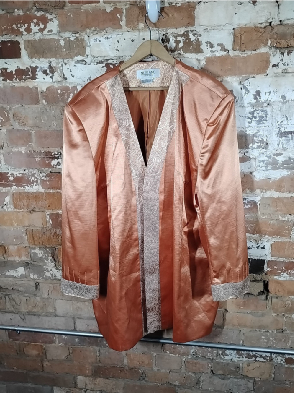 Nubiano New York Peach Abstract Plus Size 26W Robe Beading Gold Detailing